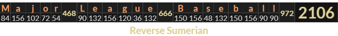 "Major League Baseball" = 2106 (Reverse Sumerian)