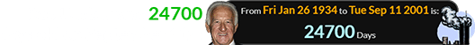 Bob Uecker was 24700 days old on September 11th:
