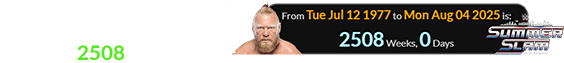 Shortly after the show ended, Brock Lesnar turned a span of 2508 weeks of age: