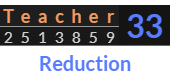 "Teacher" = 33 (Reduction)