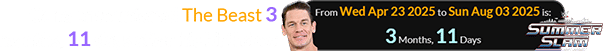 Cena encountered The Beast 3 months, 11 days after his birthday: