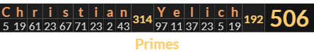 "Christian Yelich" = 506 (Primes)