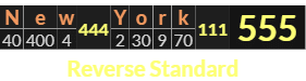 "New York" = 555 (Reverse Standard)