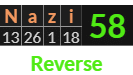 Nazi = 58 Reverse
