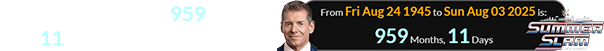 Vince McMahon was 959 months, 11 days old for SummerSlam: