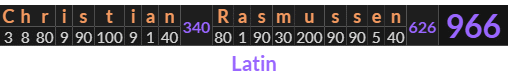 "Christian Rasmussen" = 966 (Latin)