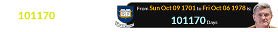 Hatton was born a span of 101170 days after the founding of Yale University: