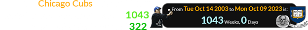 The Chicago Cubs fans had their hearts broken a span of exactly 1043 weeks before Yale turned 322: