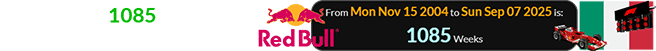 It had been 1085 weeks since the founding of Red Bull Racing:
