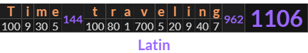 "Time traveling" = 1106 (Latin)
