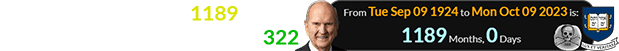 Russell Nelson turned 1189 months old on the same day Yale turned 322: