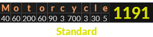 "Motorcycle" = 1191 (Standard)