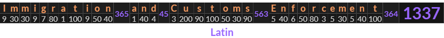 "Immigration and Customs Enforcement" = 1337 (Latin)