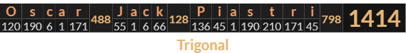 "Oscar Jack Piastri" = 1414 (Trigonal)