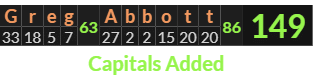 "Greg Abbott" = 149 (Capitals Added)