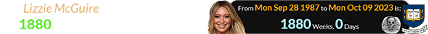 The Lizzie McGuire actress was exactly 1880 weeks old for Yale’s big day: