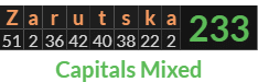 "Zarutska" = 233 (Capitals Mixed)