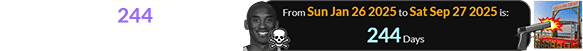 Sep. 27th was 244 days after the date of Kobe’s crash: