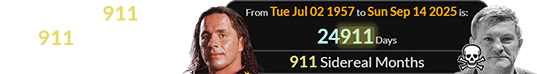 Bret was 24,911 days (or 911 Lunar orbits) old when he died: