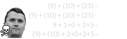 (9) + (10) + (25) = 44, (9) + (10) + (20) + (25) = 64, 9 + 1+0 + 2+5 = 17, and (9) + (10) + 2+0+2+5 = 28