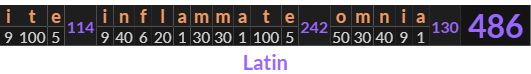 "ite inflammate omnia" = 486 (Latin)