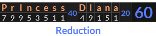 "Princess Diana" = 60 (Reduction)