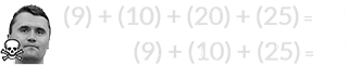 (9) + (10) + (20) + (25) = 64 and (9) + (10) + (25) = 44