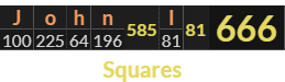 "John I" = 666 (Squares)