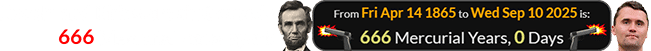 Lincoln and Kirk were shot exactly 666 Mercurial years apart: