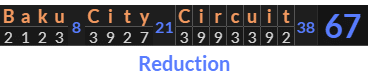 "Baku City Circuit" = 67 (Reduction)
