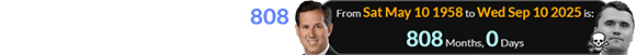 Rick Santorum was exactly 808 months old for the Kirk shooting: