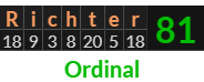 "Richter" = 81 (Ordinal)