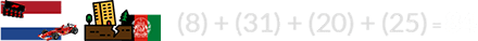 (8) + (31) + (20) + (25) = 84