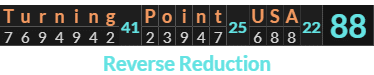 "Turning Point USA" = 88 (Reverse Reduction)