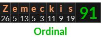 "Zemeckis" = 91 (Ordinal)