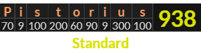 "Pistorius" = 938 (Standard)