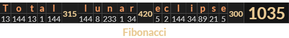 "Total lunar eclipse" = 1035 (Fibonacci)
