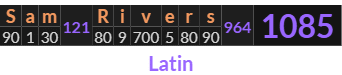"Sam Rivers" = 1085 (Latin)