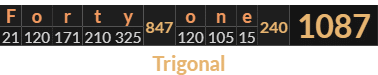 "Forty one" = 1087 (Trigonal)