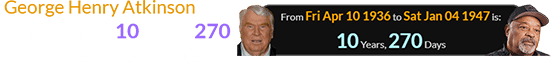 George Henry Atkinson was born a span of 10 years, 270 days after John Madden:
