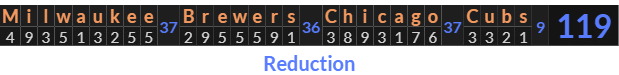 "Milwaukee Brewers Chicago Cubs" = 119 (Reduction)