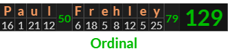 "Paul Frehley" = 129 (Ordinal)