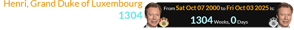 Henri, Grand Duke of Luxembourg abdicated a span of exactly 1304 weeks after his father did the same:
