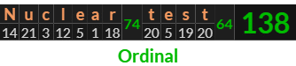 "Nuclear test" = 138 (Ordinal)