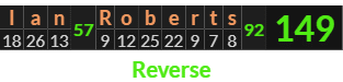 "Ian Roberts" = 149 (Reverse)