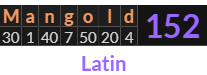 "Mangold" = 152 (Latin)
