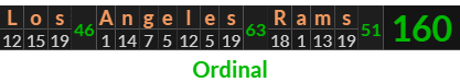 "Los Angeles Rams" = 160 (Ordinal)