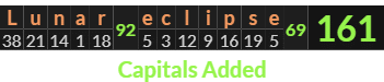 "Lunar eclipse" = 161 (Capitals Added)