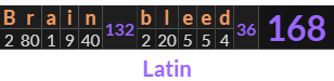 "Brain bleed" = 168 (Latin)