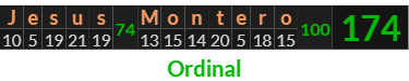 "Jesus Montero" = 174 (Ordinal)